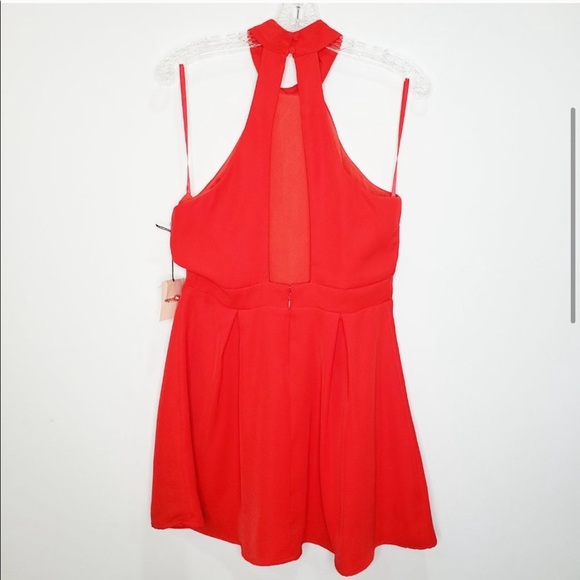 New Superdown Sela Halter Mini Dress Red - Picture 3 of 6